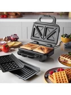 Russell Hobbs Creations 3-in-1 Deep Fill Sandwich, Panini & Waffle Maker, Black Silver - view 2, Black Silver