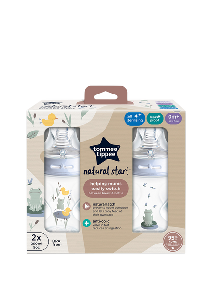 Tommee Tippee Natural Start Anti-Colic Baby Bottle, Pack of 2, 260ml, Blue - view 2, Multi