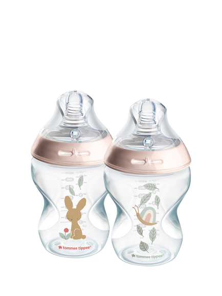 Tommee Tippee Natural Start Anti-Colic Baby Bottle, Pack of 2, 260ml, Pink, Multi