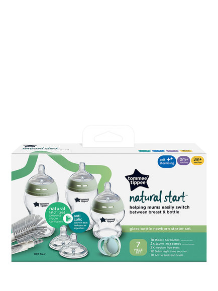 Tommee Tippee Natural Start Glass Baby Bottle Newborn Starter Kit, Muted - view 2, Multi