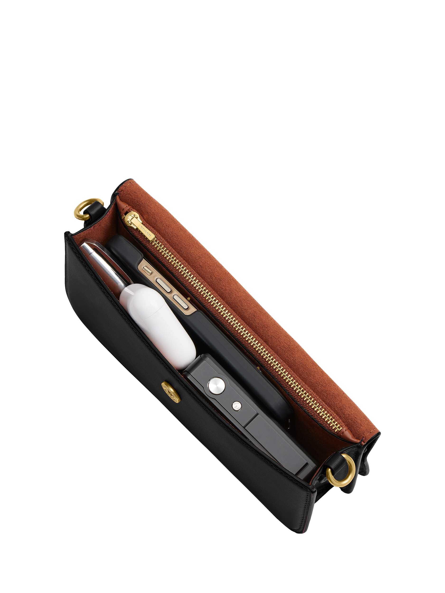 Product image 3 of 5, which shows Coach Elora Leather Crossbody Clutch Bag, Black