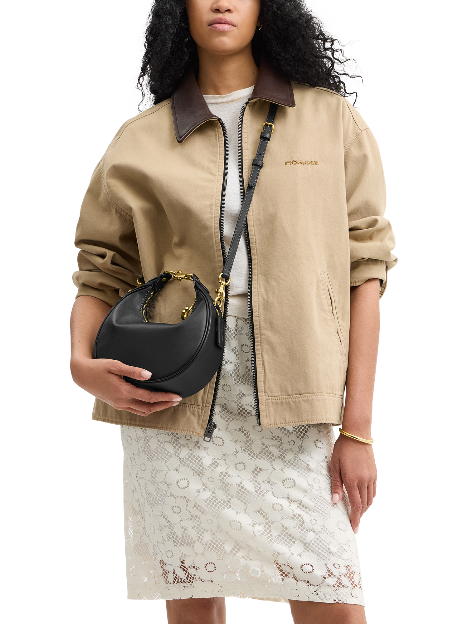 Product image 2 of 6, which shows Coach Jonie 22 Leather Shoulder Bag, Black