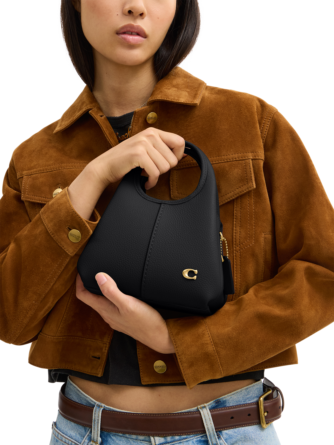 Product image 2 of 5, which shows Coach Lana 19 Leather Shoulder Bag, Black