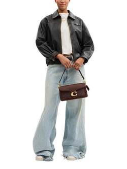 Coach Tabby 26 Leather Shoulder Bag, Signature Maple - view 2, B4/Maple Maple