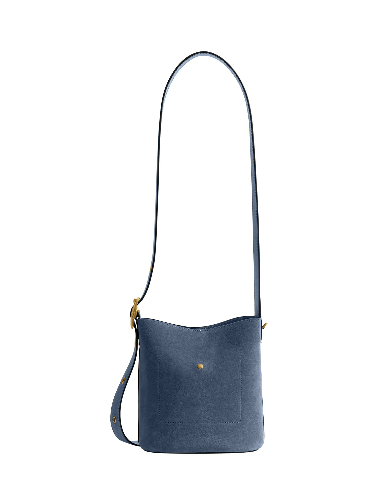 Product image 4 of 6, which shows Coach Bleecker Suede Bucket Bag, Light Denim