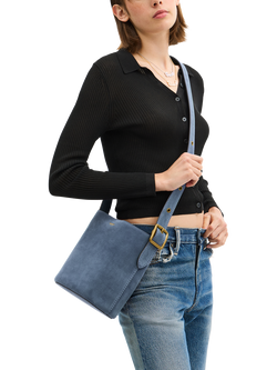 Coach Bleecker Suede Bucket Bag - view 2, Light Denim