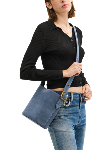 Coach Bleecker Suede Bucket Bag - view 2, Light Denim