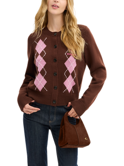 Coach Lana 19 Suede Handbag, Warm Brown - view 2, B4/Warm Brown