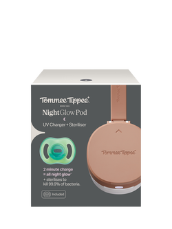 Tommee Tippee UV Sterilise & Charge NightGlow Pod & UltraLight NightGlow Soother, 0-6m - view 2, Multi