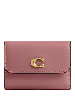Coach Signature C Leather Card Holder Wallet, B4/Peony, B4/Peony