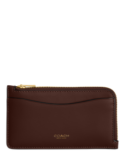 Coach New York Leather Zipped Card Case, B4/Maple