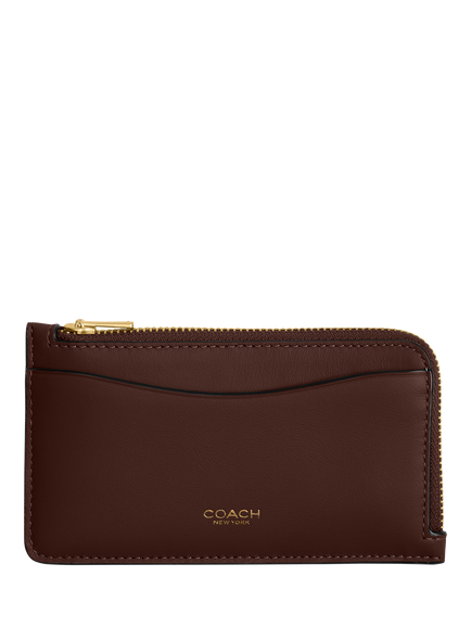 Coach New York Leather Zipped Card Case, B4/Maple