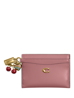 Coach Leather Card Holder, B4/Peony, B4/Peony