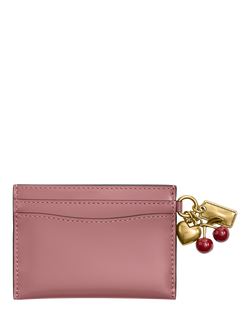 Coach Leather Card Holder, B4/Peony - view 2, B4/Peony