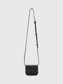 AllSaints Maeve Leather Crossbody Card Holder, Black, Black
