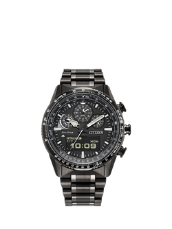 Citizen JV2005 Men's Promaster Skyhawk Chronograph Bracelet Strap Watch, Black, Black