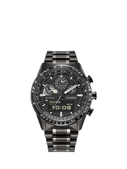 Citizen JV2005 Men's Promaster Skyhawk Chronograph Bracelet Strap Watch, Black, Black