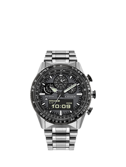 Citizen JV2006 Men's Promaster Skyhawk Chronograph Bracelet Strap Watch, Black, Black