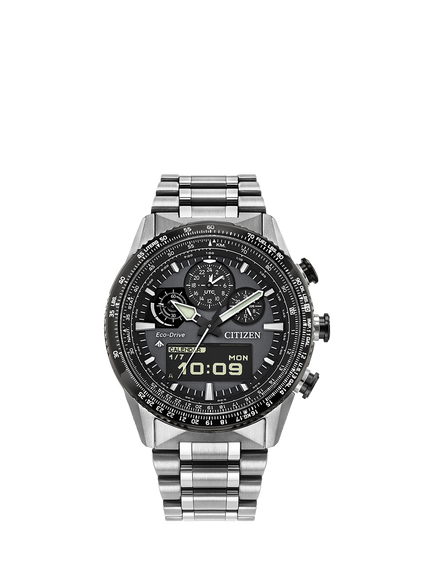 Citizen JV2006 Men's Promaster Skyhawk Chronograph Bracelet Strap Watch, Black, Black