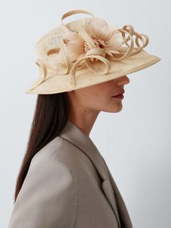 John Lewis Heather Wide Brim Occasion Hat, Champagne