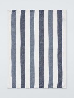 John Lewis Bold Stripe Cotton Tea Towel, Navy, Navy