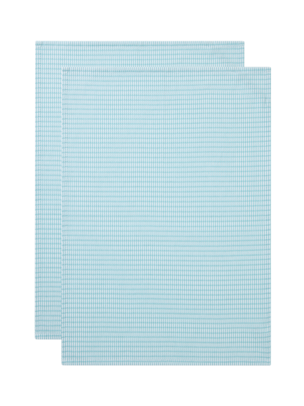 John Lewis Waffle Cotton Tea Towel, Set of 2, Blue, Multi
