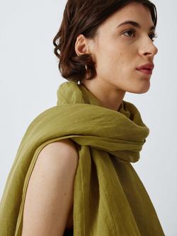 John Lewis Linen Blend Scarf, Green, Green