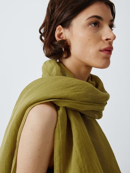 John Lewis Cotton & Linen Blend Scarf, Green