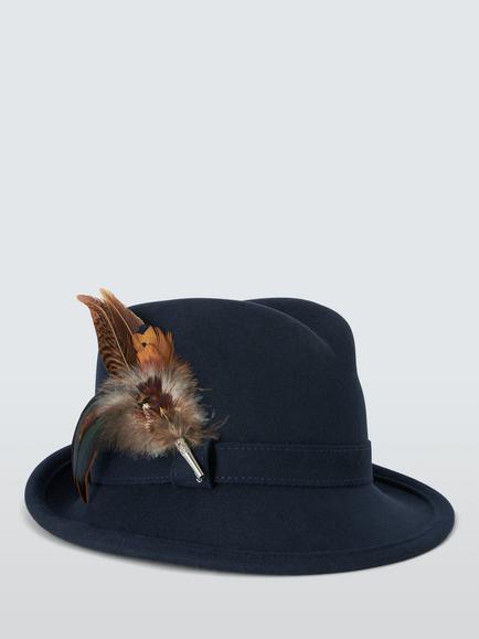 Whiteley Wells Wool Felt Trilby Hat, Navy - view 2, Navy
