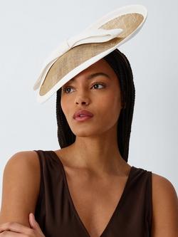 Whiteley Wisteria Contrast Bind Disc Fascinator, Biscuit/Ivory