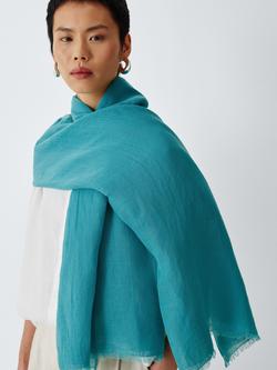 John Lewis Cotton & Linen Blend Scarf, Turquoise