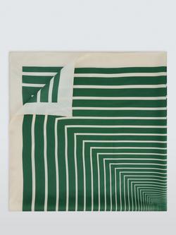 John Lewis Geometric Stripe Pure Silk Scarf, Green - view 2, Green