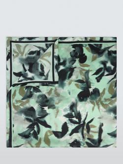 John Lewis Rosyth Floral Pure Silk Scarf, Aqua - view 2, Aqua