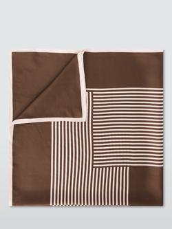 John Lewis Vita Staggered Stripe Print Square Silk Scarf - view 2, Brown