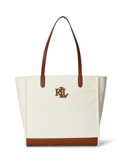Lauren Ralph Lauren Cameryn Large Canvas Tote Bag, Natural/Lauren Tan, Natural/Lauren Tan