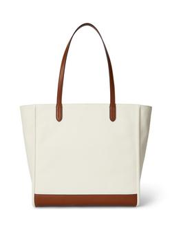Lauren Ralph Lauren Cameryn Large Canvas Tote Bag, Natural/Lauren Tan - view 2, Natural/Lauren Tan