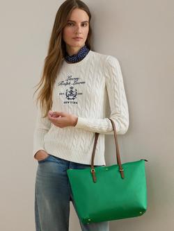 Lauren Ralph Lauren Nylon Medium Keaton Tote Bag - view 2, Green Topaz/Tan