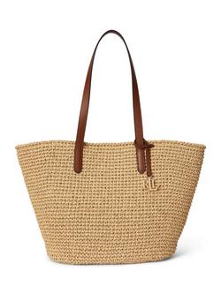 Lauren Ralph Lauren Lainey Crochet Straw Large Tote Bag, Natural, Natural