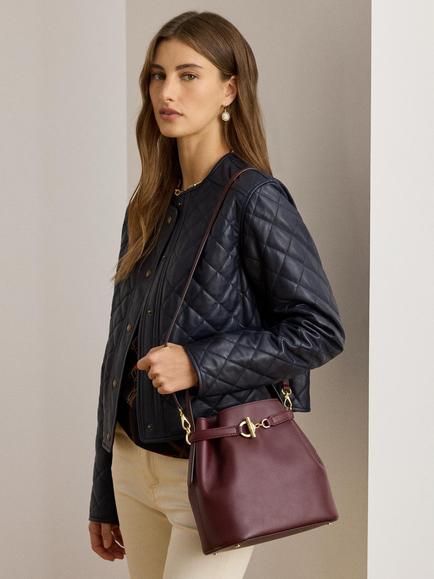 Lauren Ralph Lauren Blaike Medium Leather Bucket Bag - view 2, Dark Garnet