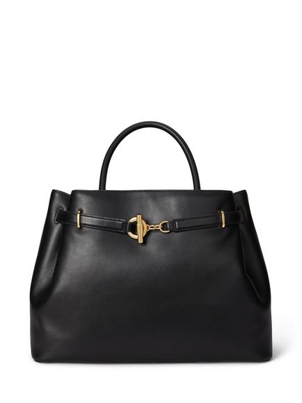 Lauren Ralph Lauren Blaike Large Leather Satchel Bag, Black