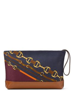 Lauren Ralph Lauren Canvas Large Belting Print Pouch, Lrn Tan - view 2, Lrn Tan