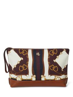 Lauren Ralph Lauren Canvas Large Equestrian Print Pouch, Lrn Tan, Lrn Tan