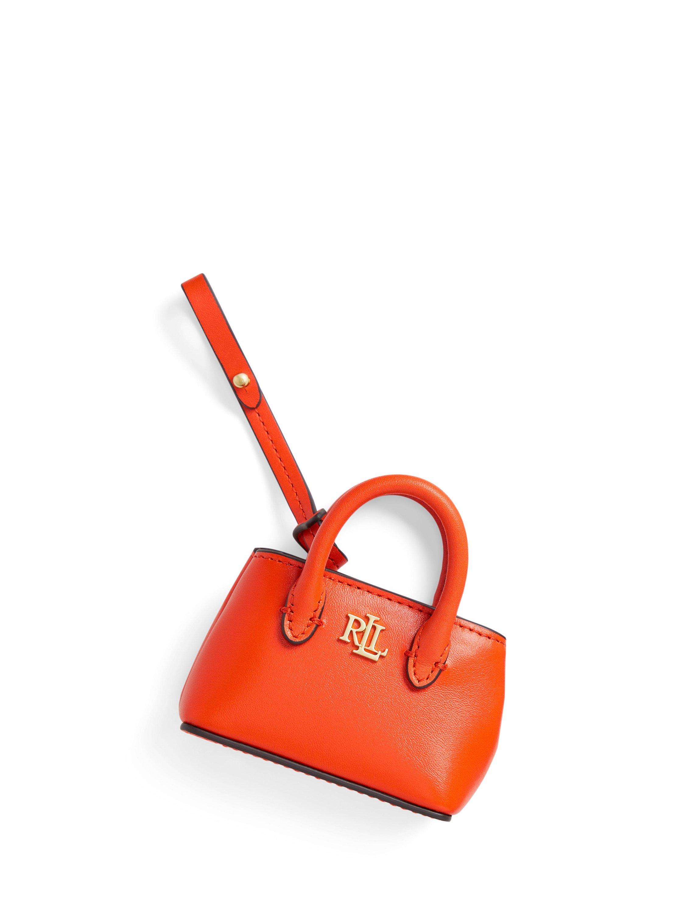 Product image 1 of 2, which shows Ralph Lauren Marcy Leather Satchel Charm, Dusk Orange
