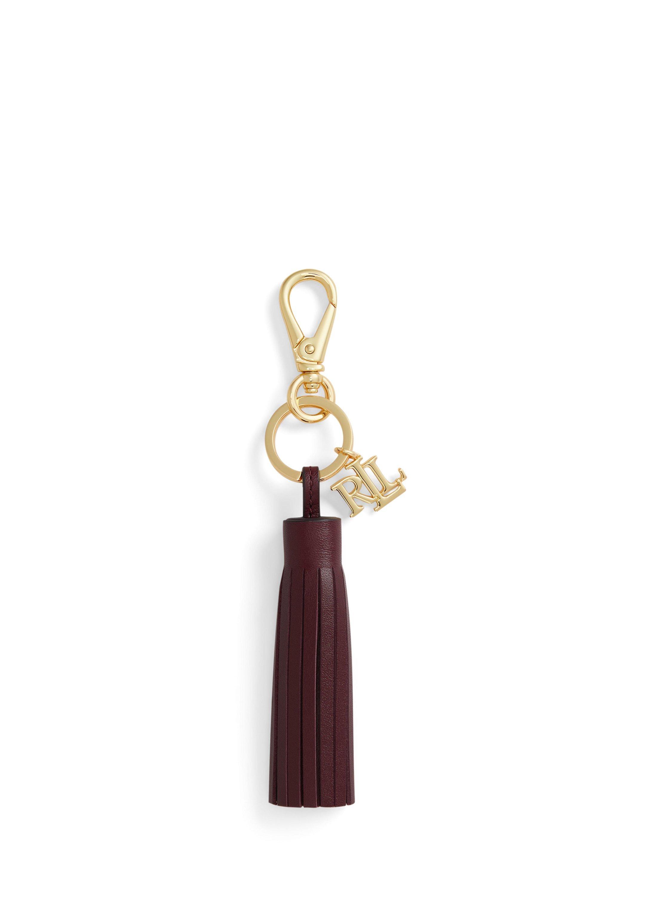 Product image 1 of 2, which shows Ralph Lauren Leather Tassel Charm, Dark Garnet