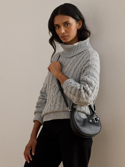 Ralph Lauren Tasha Leather Crossbody Bag, Black - view 2, Black