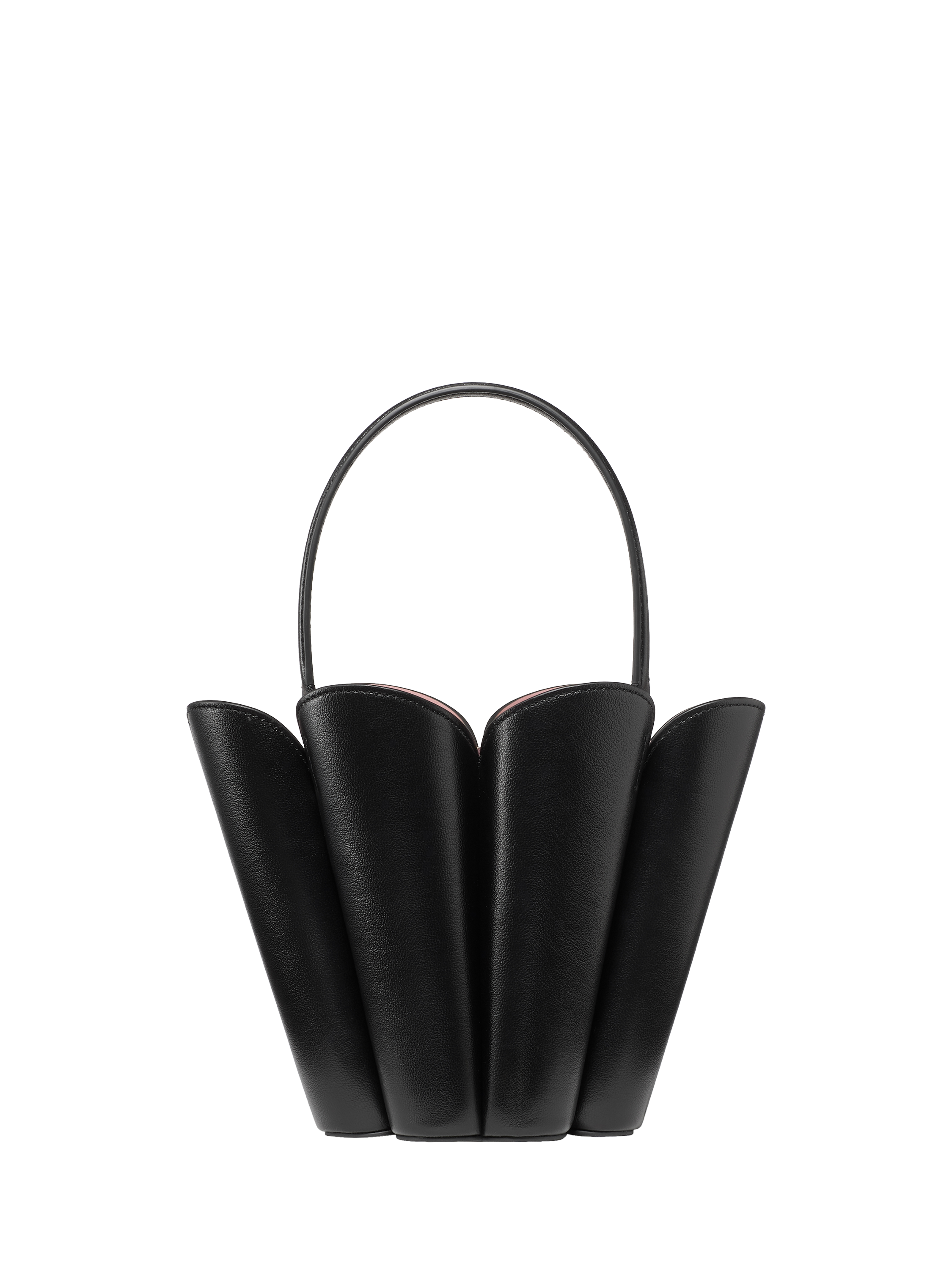 Product image 1 of 5, which shows kate spade new york The Spade Flower Leather Bucket Bag, Black