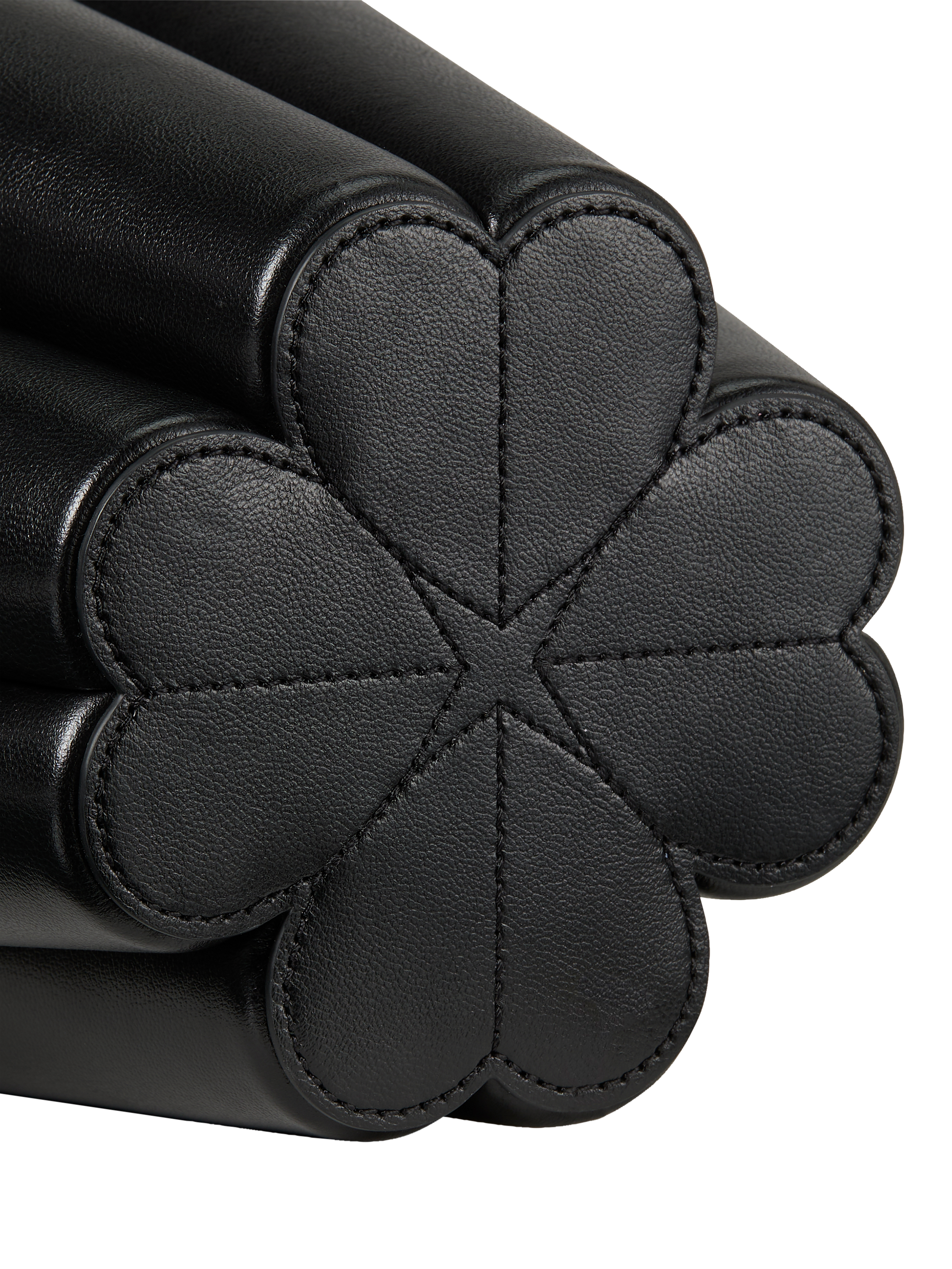 Product image 5 of 5, which shows kate spade new york The Spade Flower Leather Bucket Bag, Black