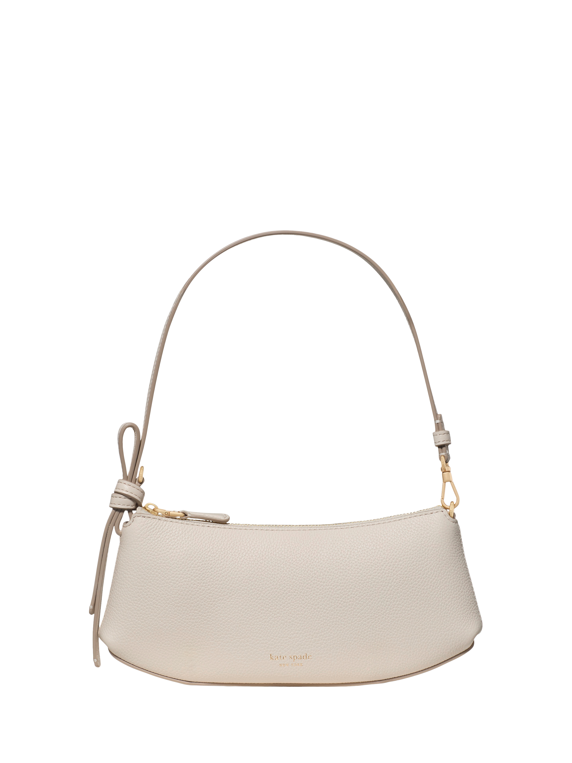 Product image 1 of 3, which shows kate spade new york Loop Leather Pochette, Cashew Milk