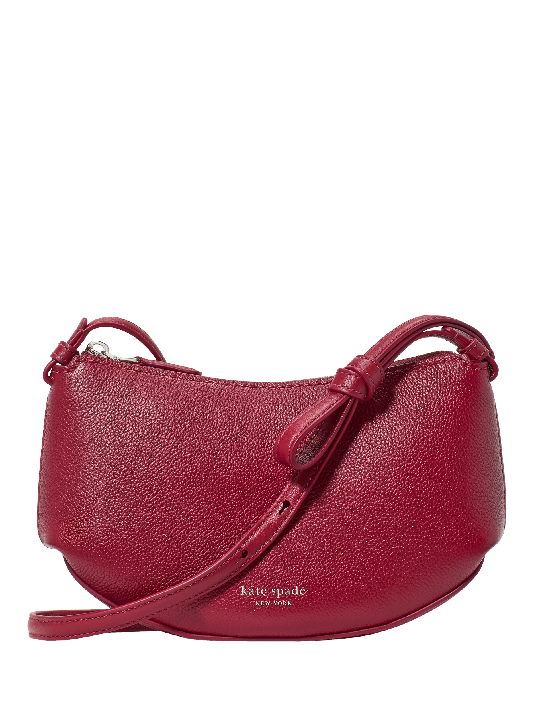 Product image 1 of 5, which shows kate spade new york Loop Leather Cross Body Bag, Red Jam