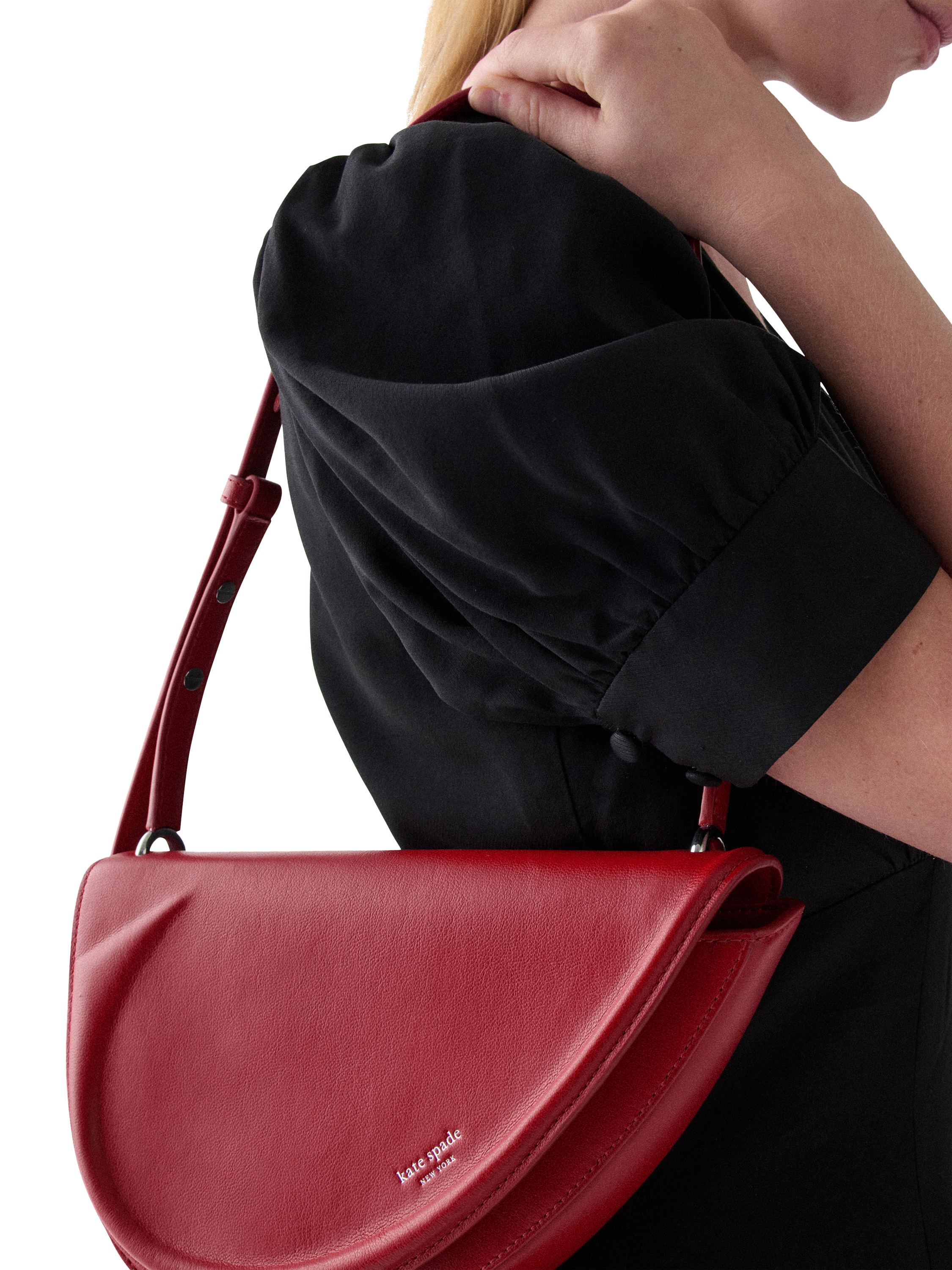 Product image 2 of 5, which shows kate spade new york The Spade Leather Shoulder Bag, Red